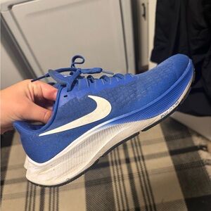 Blue and White Nike Running Shoe